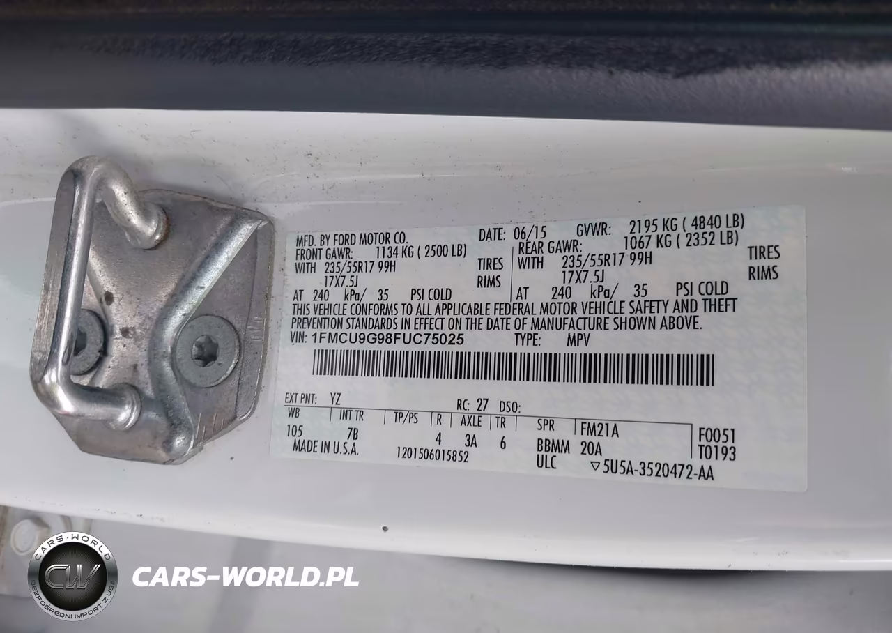 2015 Ford Escape Se VIN:1FMCU9G98FUC75025 - 9