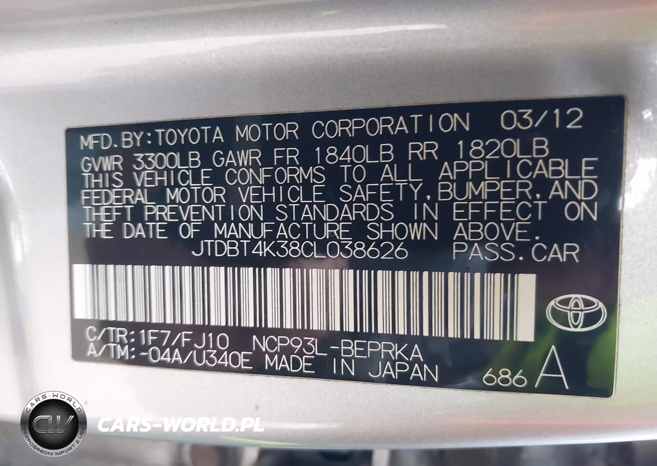 2012 Toyota Yaris VIN:JTDBT4K38CL038626 - 9