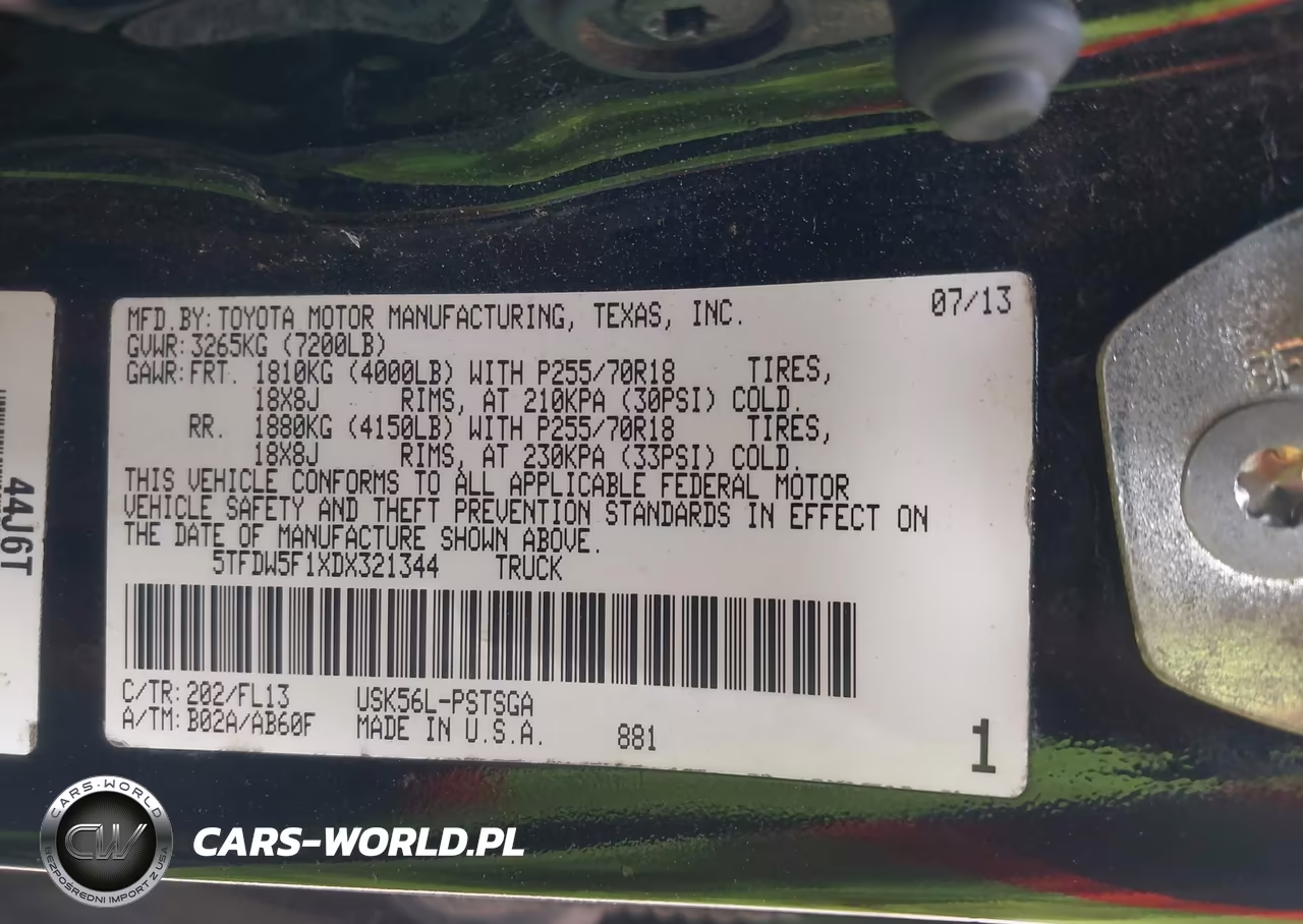2013 Toyota Tundra Grade 5.7L V8 VIN:5TFDW5F1XDX321344 - 9