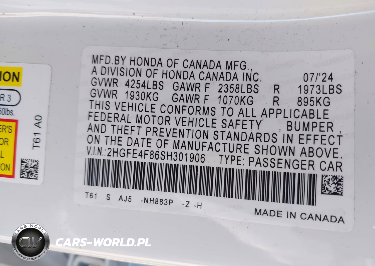 2025 Honda Civic Hybrid Sport-Sport Touring VIN:2HGFE4F86SH301906 - 9