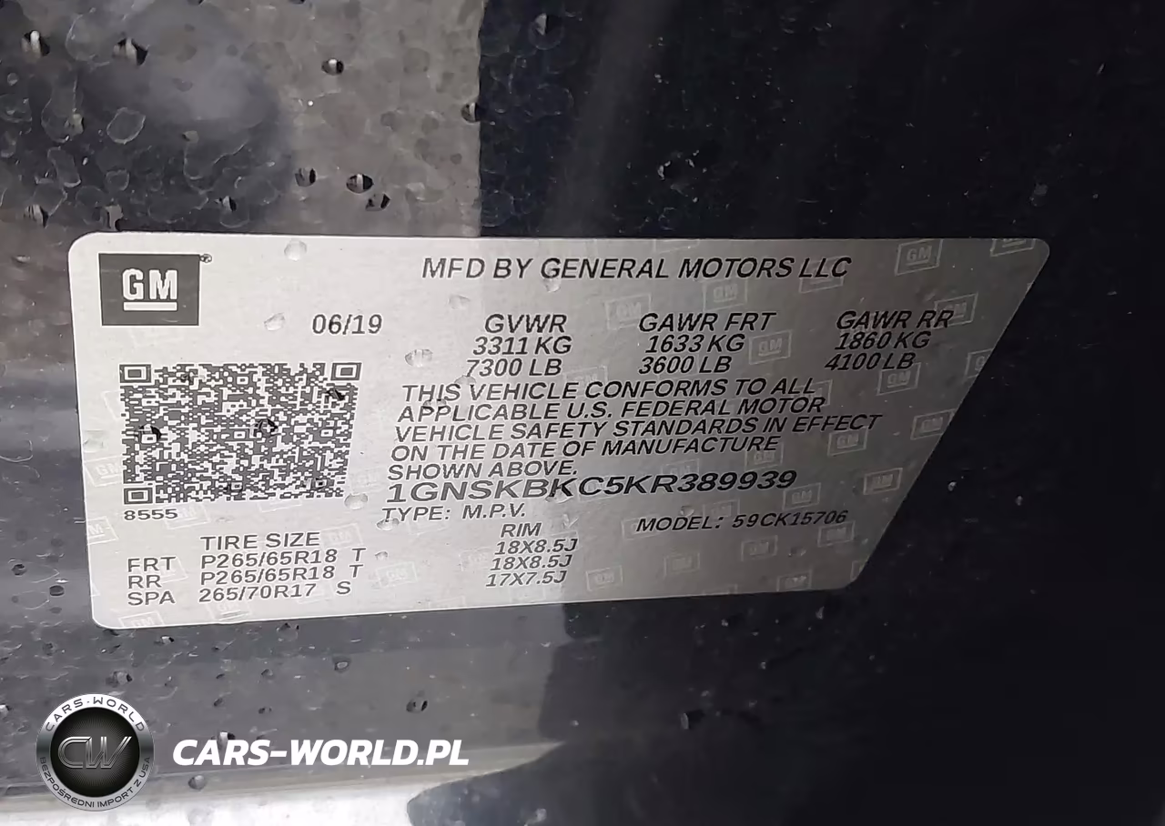 2019 Chevrolet Tahoe Lt VIN:1GNSKBKC5KR389939 - 9