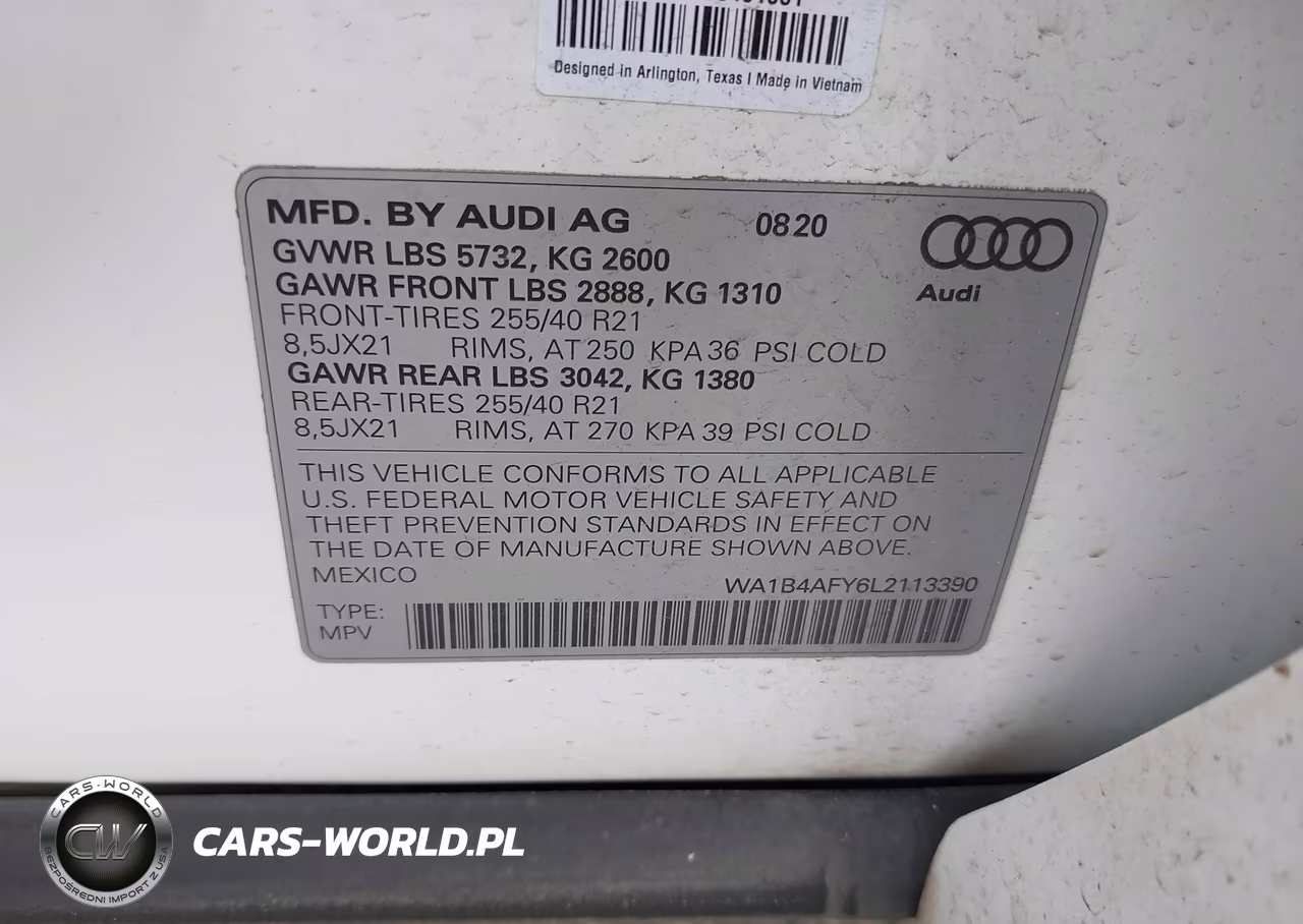 2020 Audi Sq5 Premium Plus Tfsi Quattro Tiptronic VIN:WA1B4AFY6L2113390 - 9