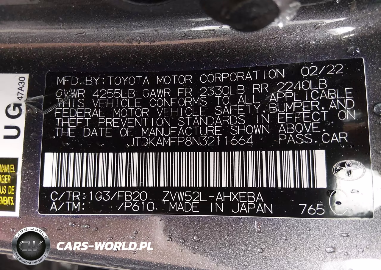 2022 Toyota Prius Prime Le VIN:JTDKAMFP8N3211664 - 9