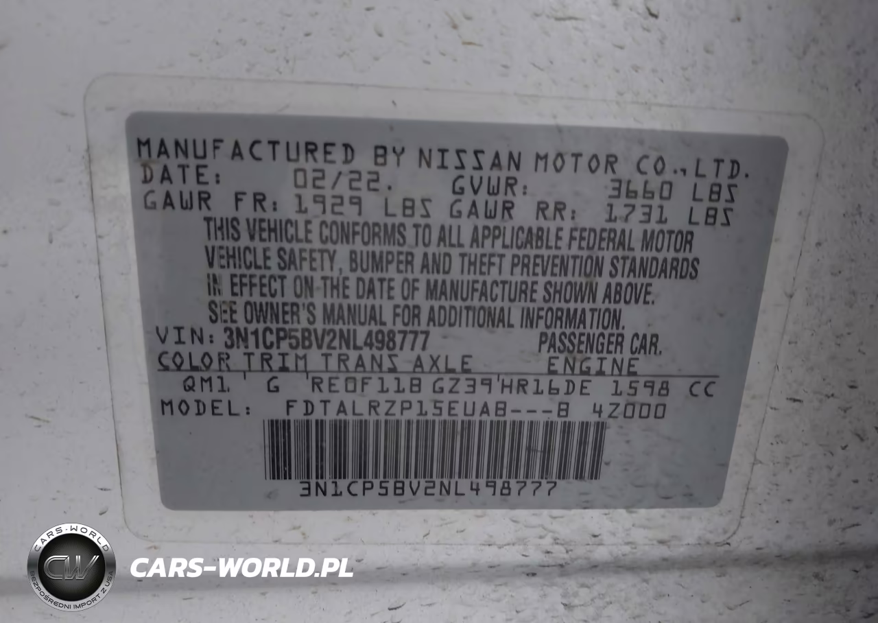 2022 Nissan Kicks S Xtronic Cvt VIN:3N1CP5BV2NL498777 - 9