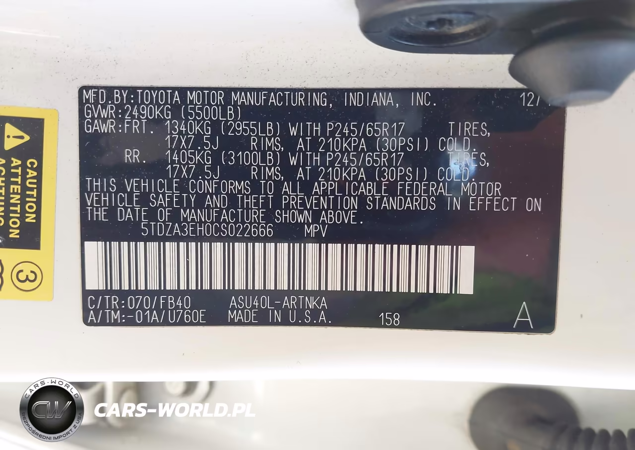 2012 Toyota Highlander VIN:5TDZA3EH0CS022666 - 9