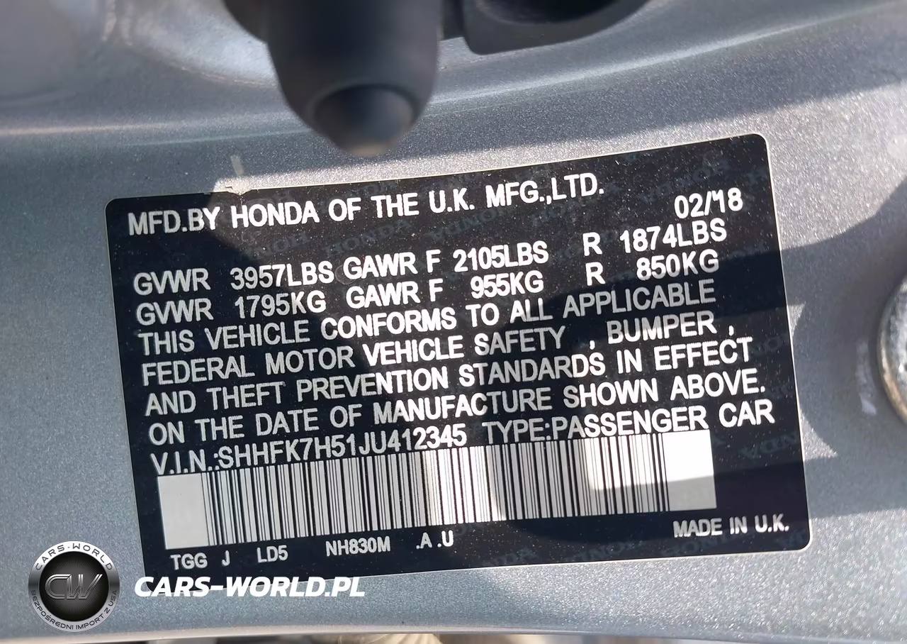 2018 Honda Civic Ex VIN:SHHFK7H51JU412345 - 9