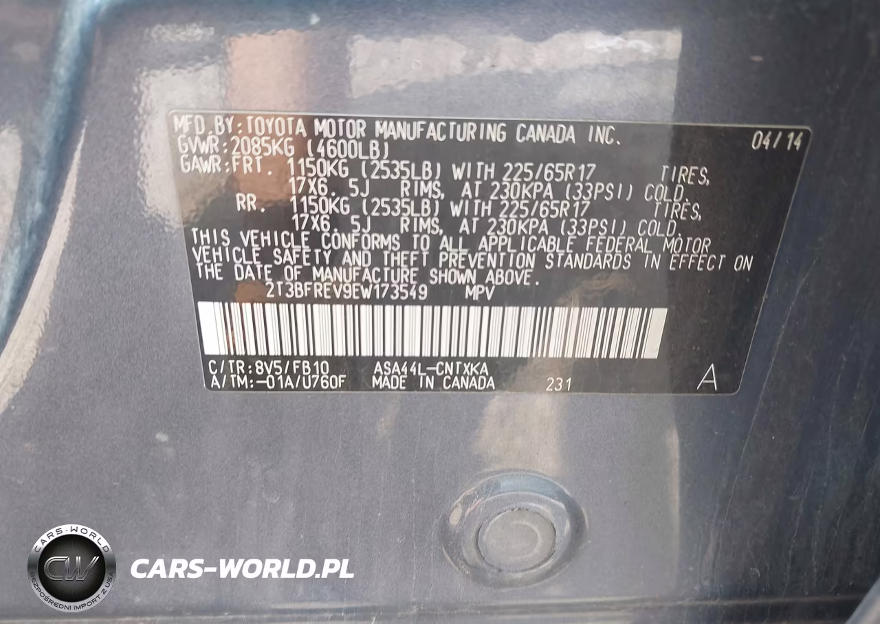 2014 Toyota Rav4 Le VIN:2T3BFREV9EW173549 - 9