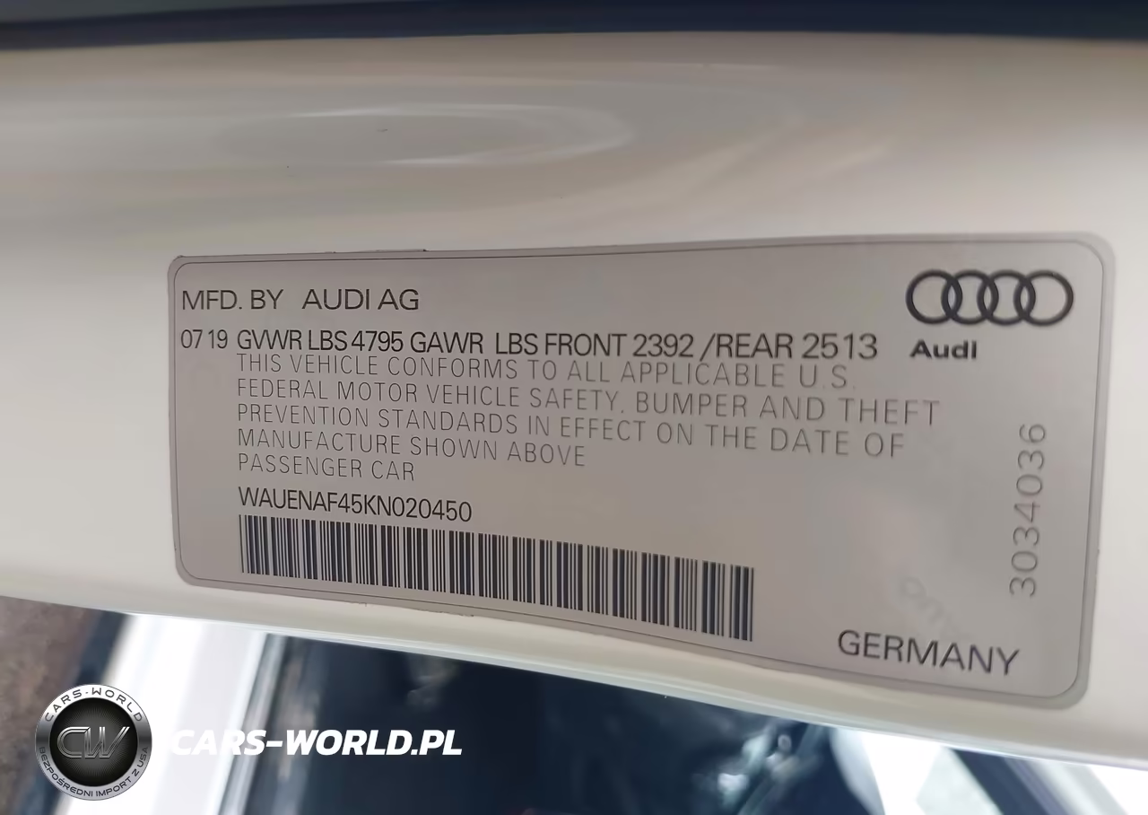2019 Audi A4 45 Premium VIN:WAUENAF45KN020450 - 9