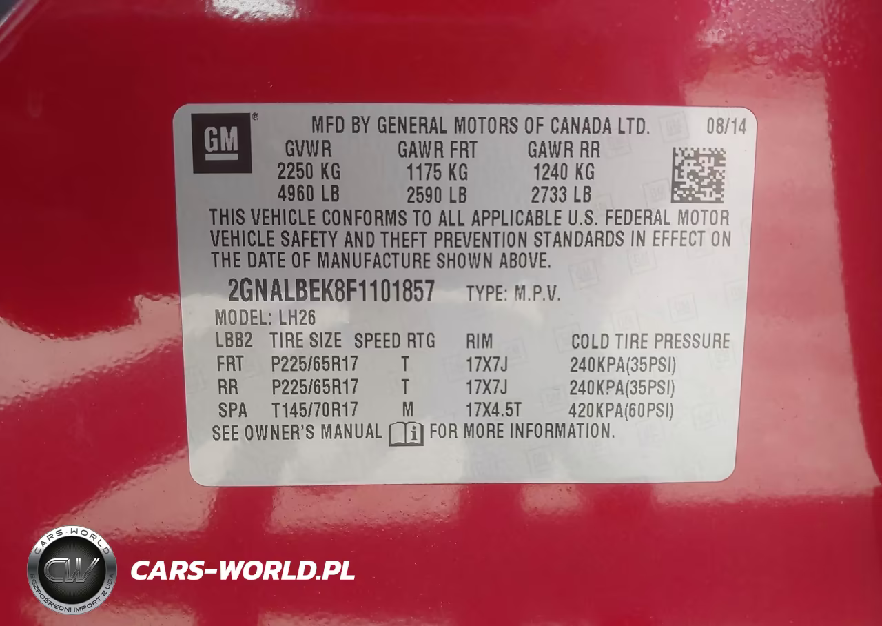 2015 Chevrolet Equinox 1Lt VIN:2GNALBEK8F1101857 - 9