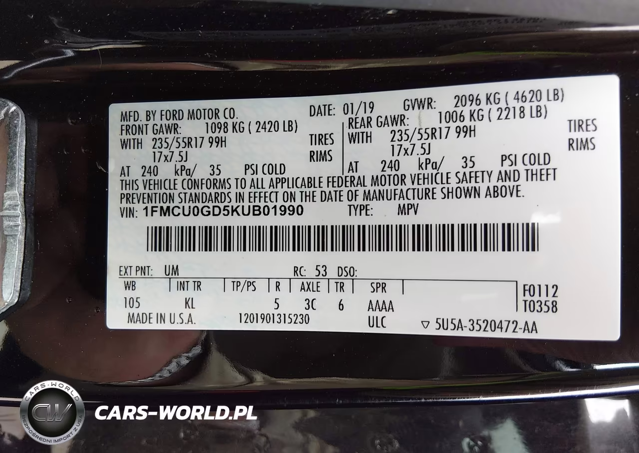 2019 Ford Escape Se VIN:1FMCU0GD5KUB01990 - 9