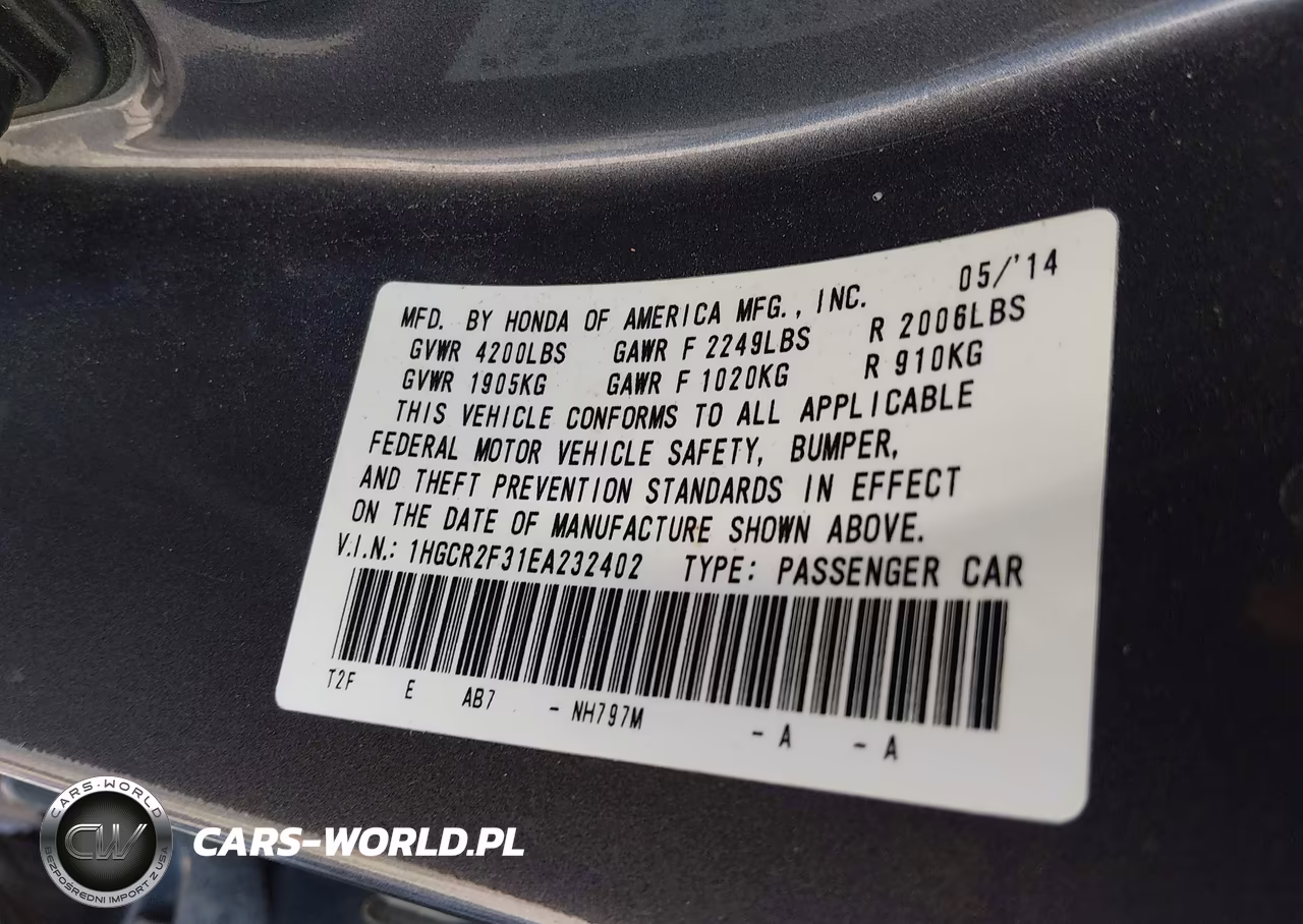2014 Honda Accord Lx VIN:1HGCR2F31EA232402 - 9