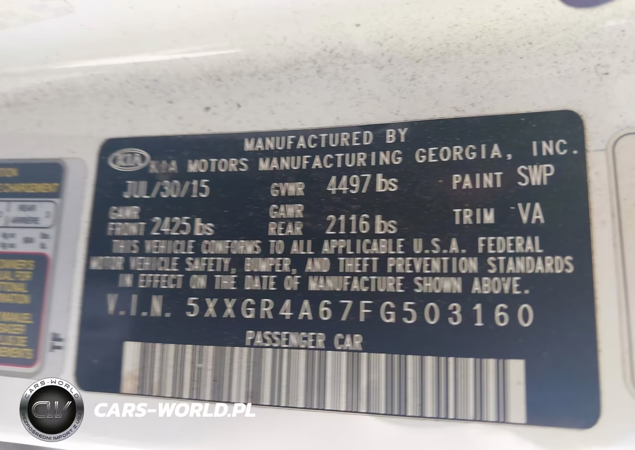 2015 Kia Optima Sxl Turbo VIN:5XXGR4A67FG503160 - 9
