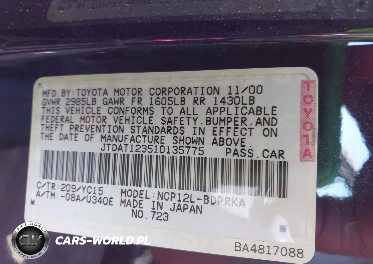 2001 Toyota Echo VIN:JTDAT123510135775 - 9