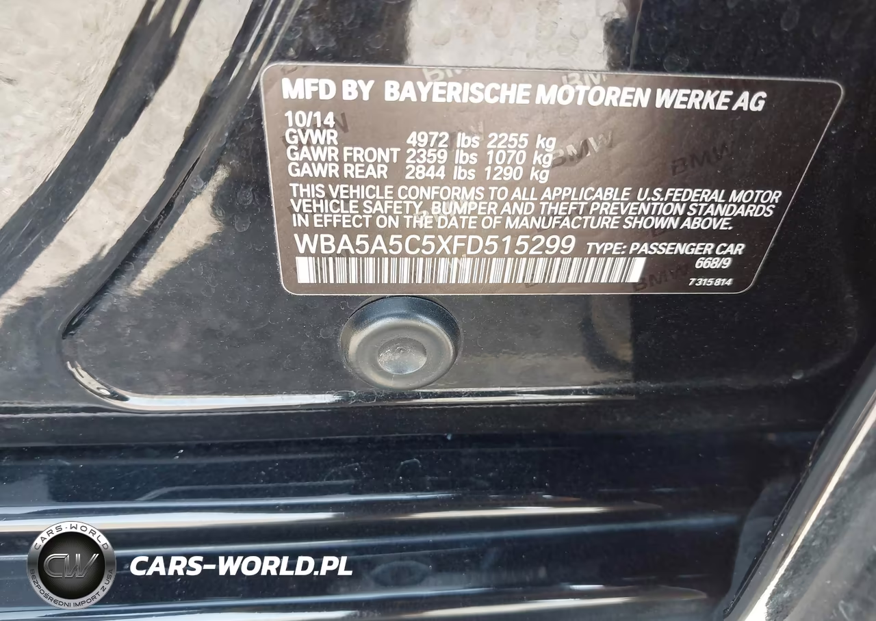 2015 BMW 528I VIN:WBA5A5C5XFD515299 - 9