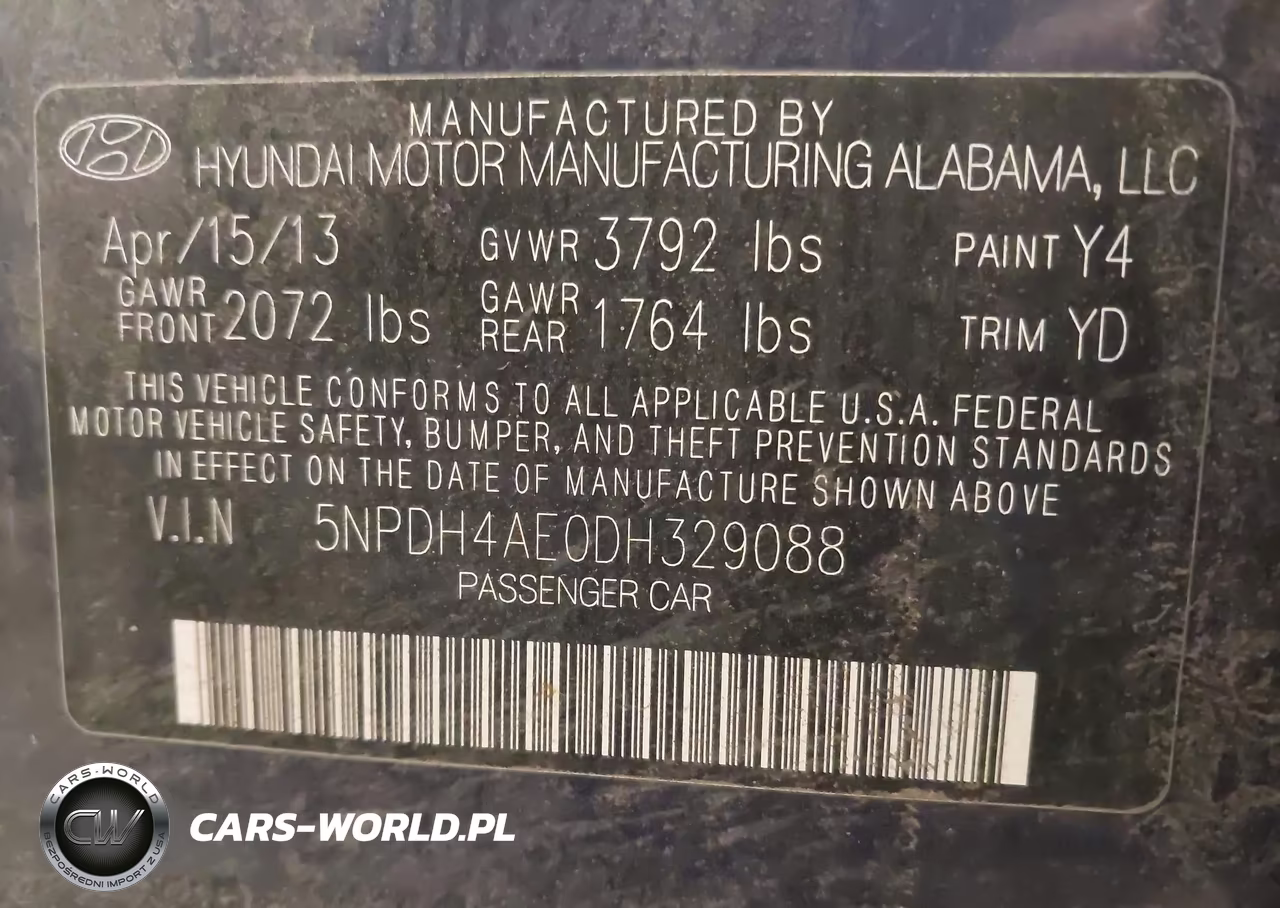 2013 Hyundai Elantra Gls VIN:5NPDH4AE0DH329088 - 9