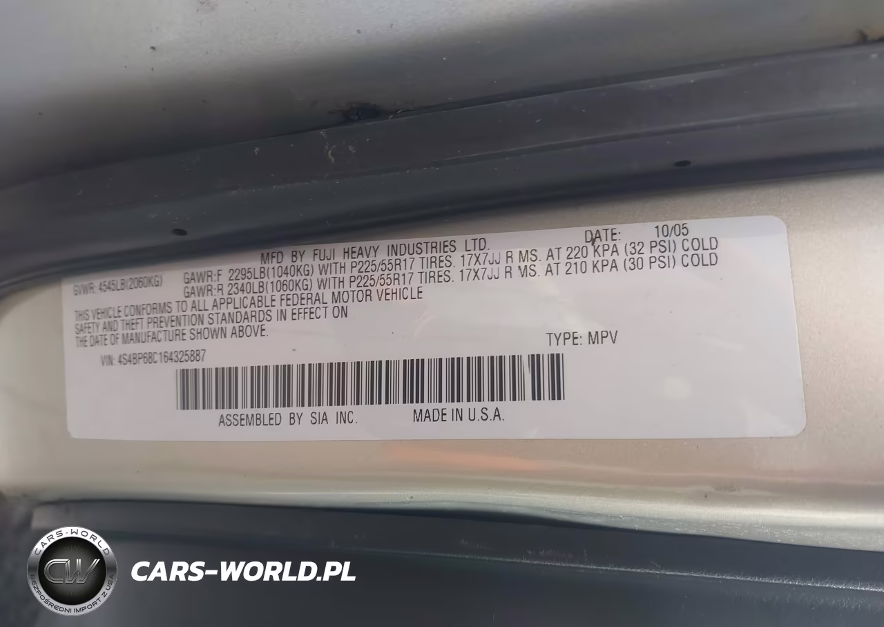 2006 Subaru Outback 2.5Xt VIN:4S4BP68C164325887 - 9
