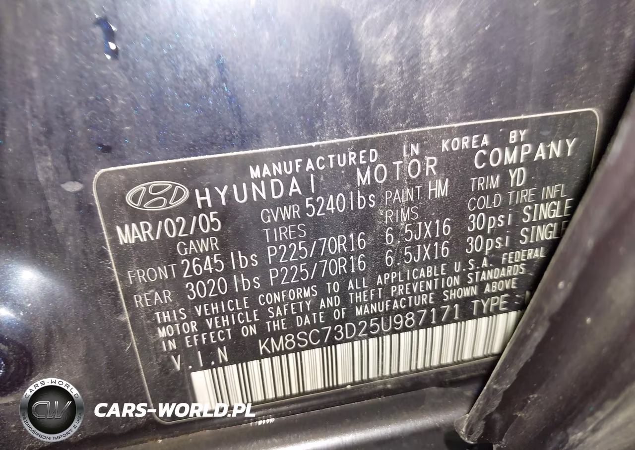 2005 Hyundai Santa Fe Gls VIN:KM8SC73D25U987171 - 9