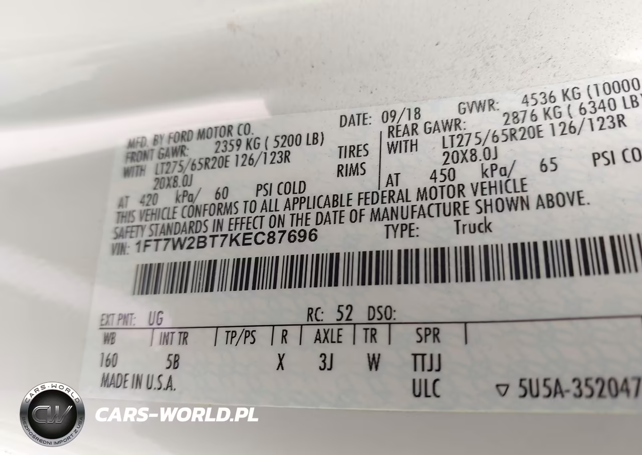 2019 Ford F-250 Lariat VIN:1FT7W2BT7KEC87696 - 9
