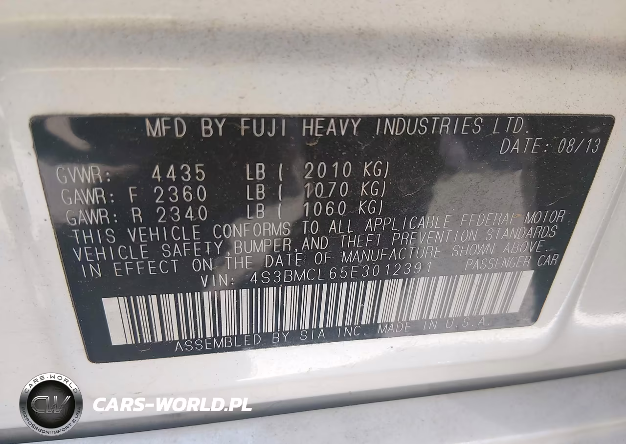 2014 Subaru Legacy 2.5I Limited VIN:4S3BMCL65E3012391 - 9
