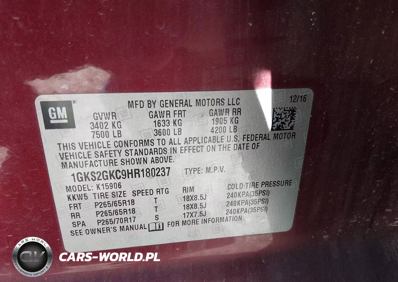2017 GMC Yukon Xl Slt VIN:1GKS2GKC9HR180237 - 9
