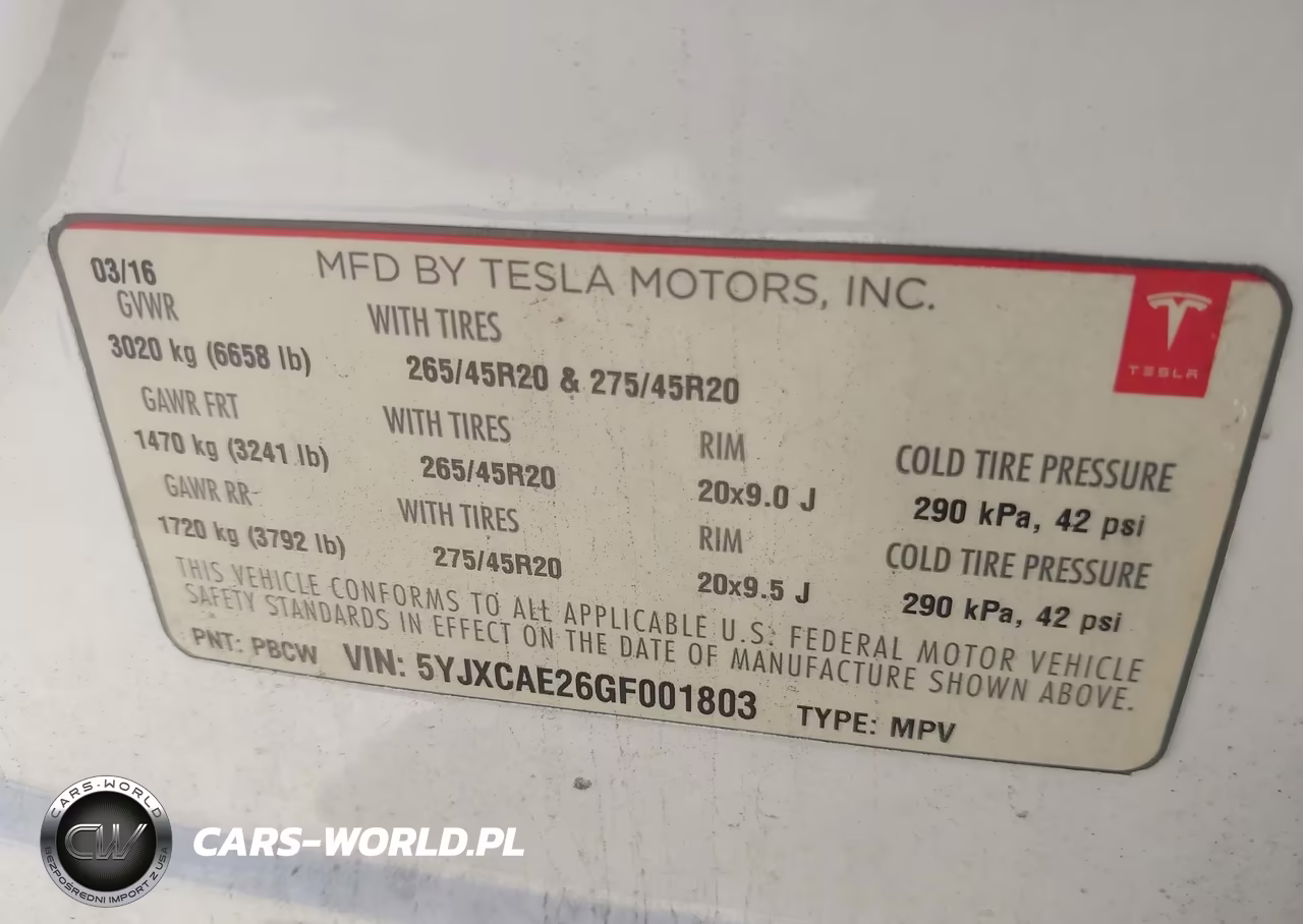 2016 Tesla Model X 60D-70D-75D-90D VIN:5YJXCAE26GF001803 - 9