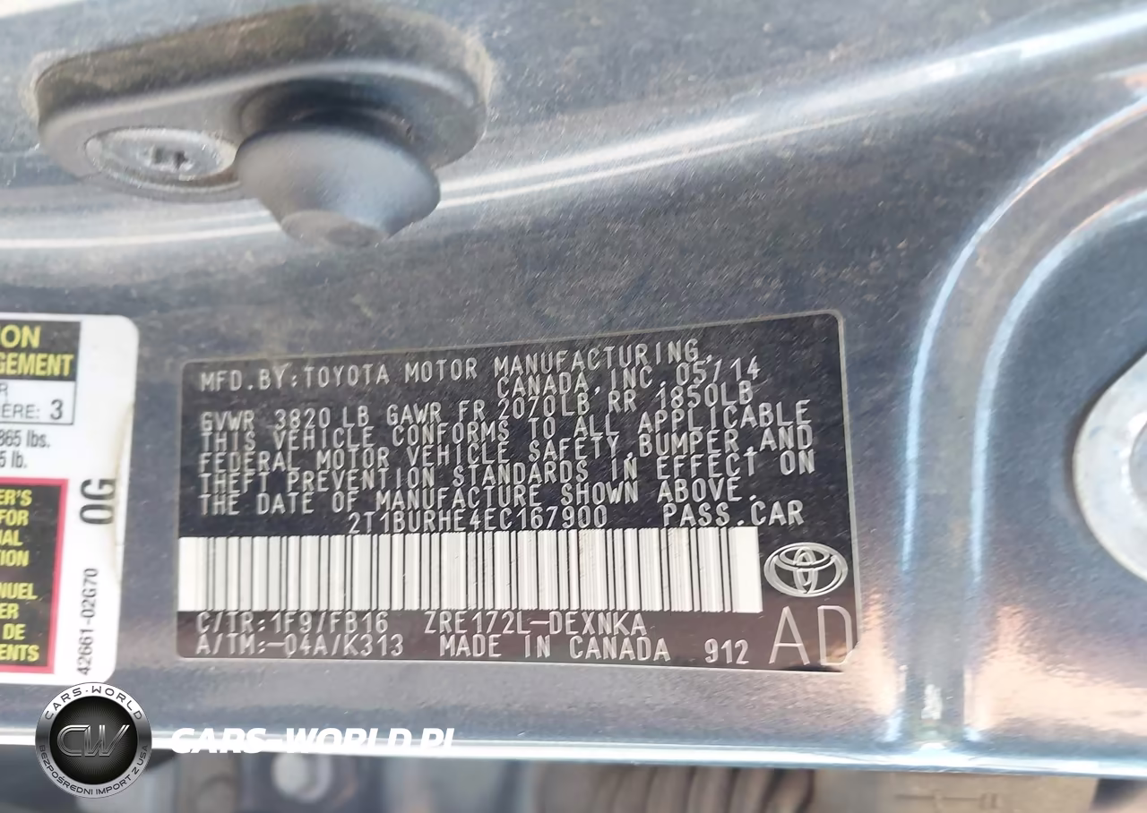 2014 Toyota Corolla Le VIN:2T1BURHE4EC167900 - 9