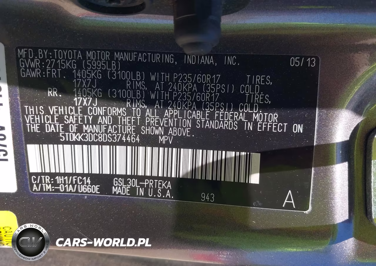 2013 Toyota Sienna Le V6 8 Passenger VIN:5TDKK3DC8DS374464 - 9