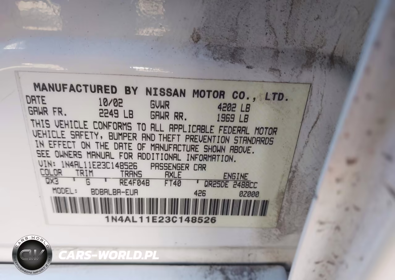 2003 Nissan Altima 2.5 S VIN:1N4AL11E23C148526 - 9