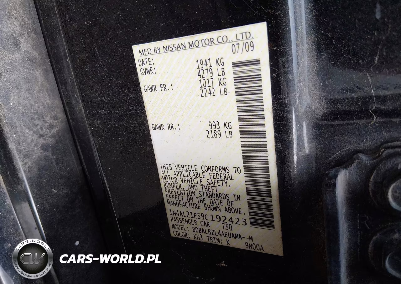 2009 Nissan Altima 2.5 S VIN:1N4AL21E59C192423 - 9