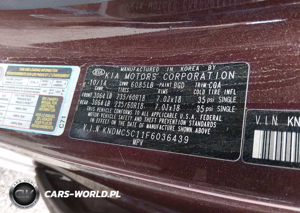 2015 Kia Sedona Ex VIN:KNDMC5C11F6036439 - 9