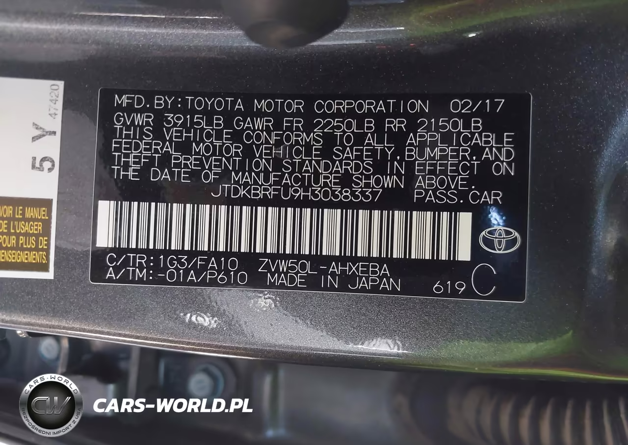2017 Toyota Prius Two VIN:JTDKBRFU9H3038337 - 9