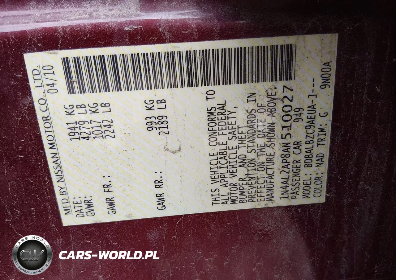 2010 Nissan Altima 2.5 S VIN:1N4AL2AP8AN510027 - 9