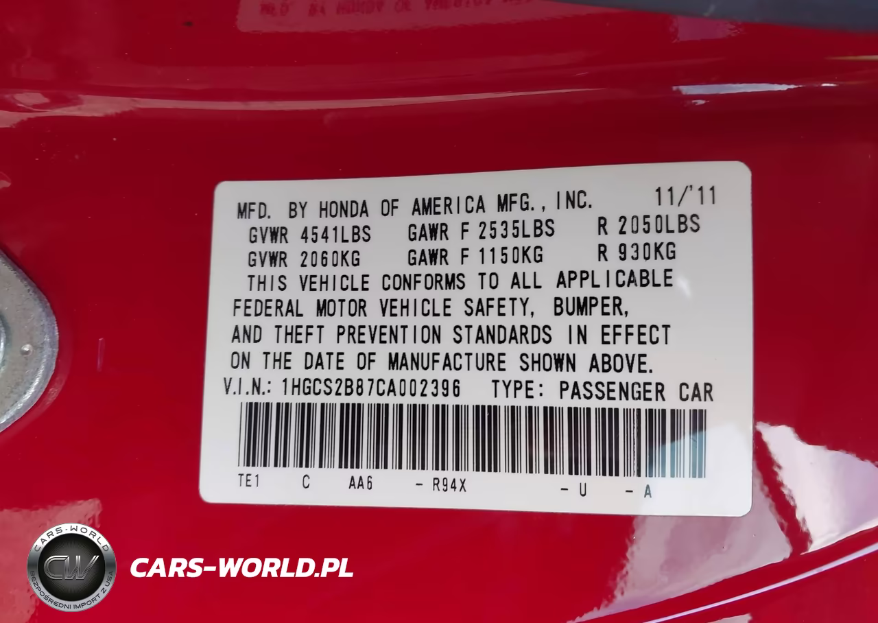 2012 Honda Accord 3.5 Ex-L VIN:1HGCS2B87CA002396 - 9