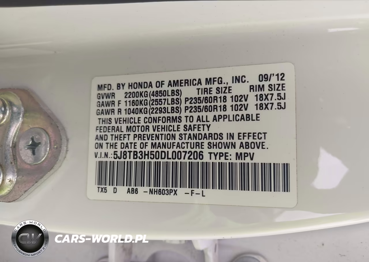 2013 Acura Rdx VIN:5J8TB3H50DL007206 - 9
