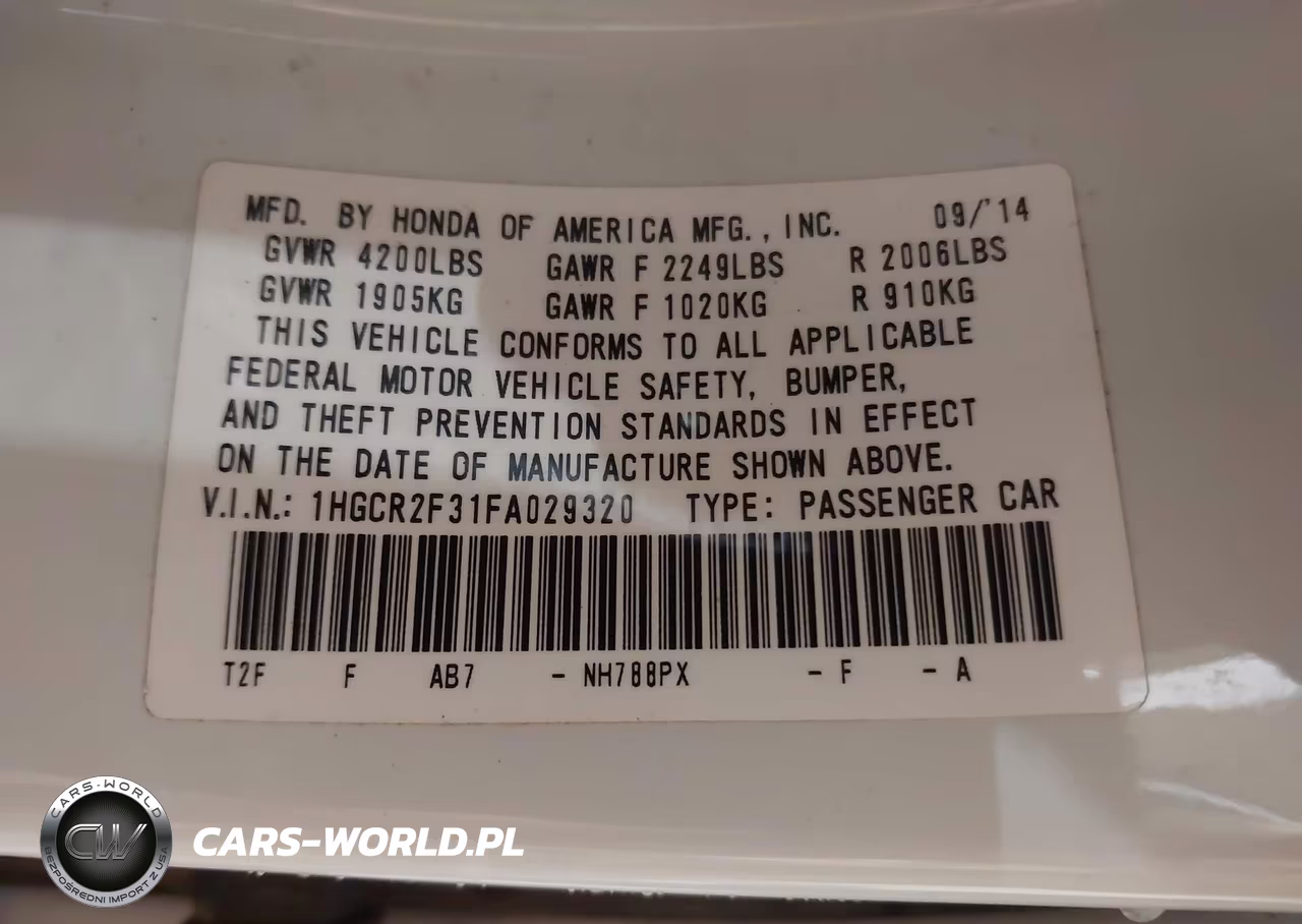 2015 Honda Accord Lx VIN:1HGCR2F31FA029320 - 9