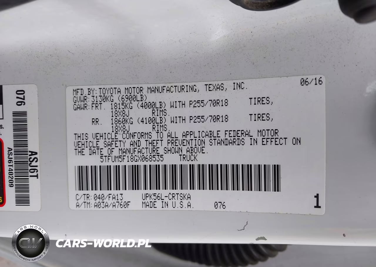 2016 Toyota Tundra Sr 4.6L V8 VIN:5TFUM5F18GX068535 - 9