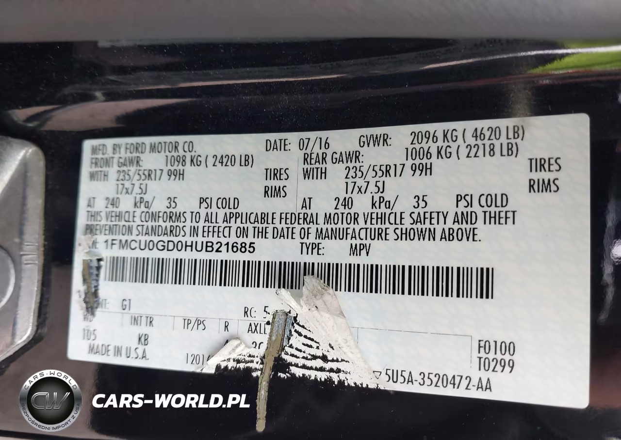 2017 Ford Escape Se VIN:1FMCU0GD0HUB21685 - 9