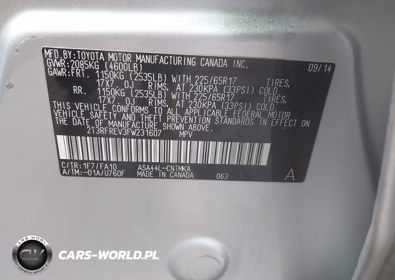 2015 Toyota Rav4 Xle VIN:2T3RFREV3FW231607 - 9