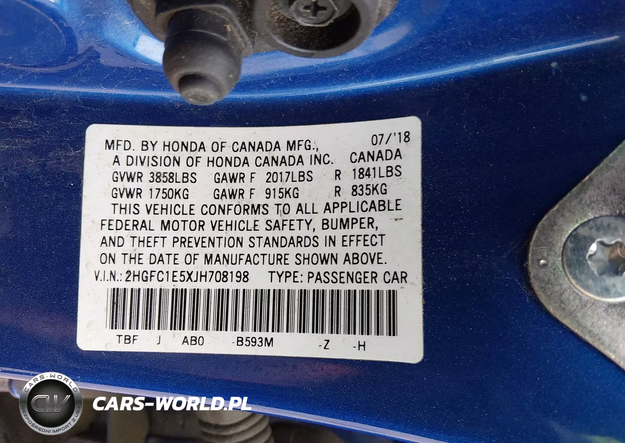 2018 Honda Civic Si VIN:2HGFC1E5XJH708198 - 9
