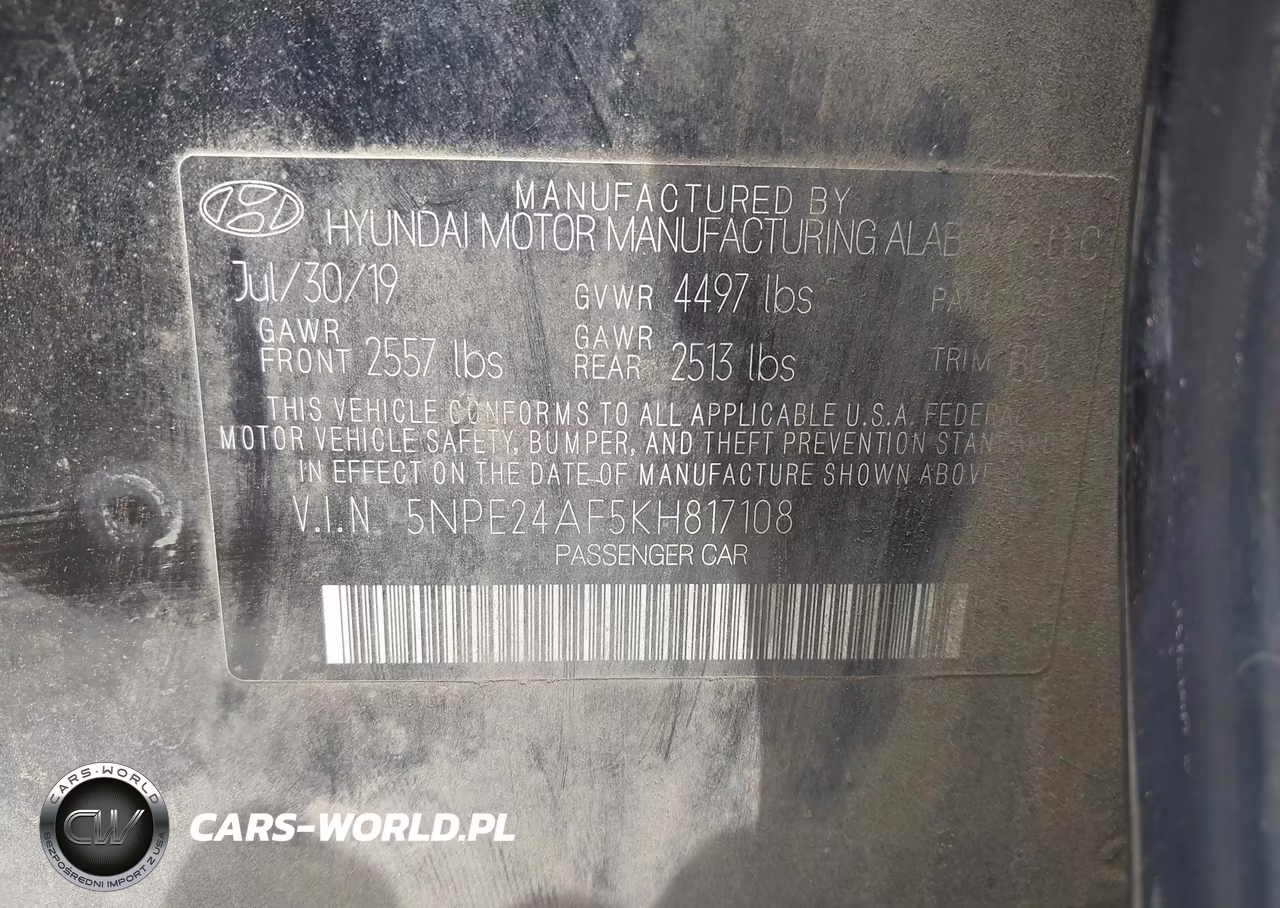 2019 Hyundai Sonata Se VIN:5NPE24AF5KH817108 - 9