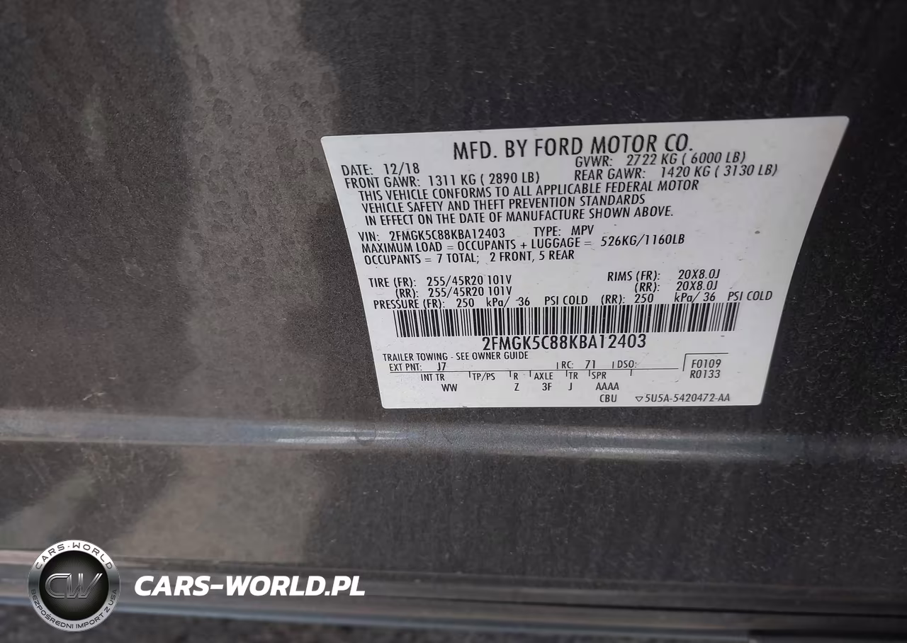 2019 Ford Flex Sel VIN:2FMGK5C88KBA12403 - 9