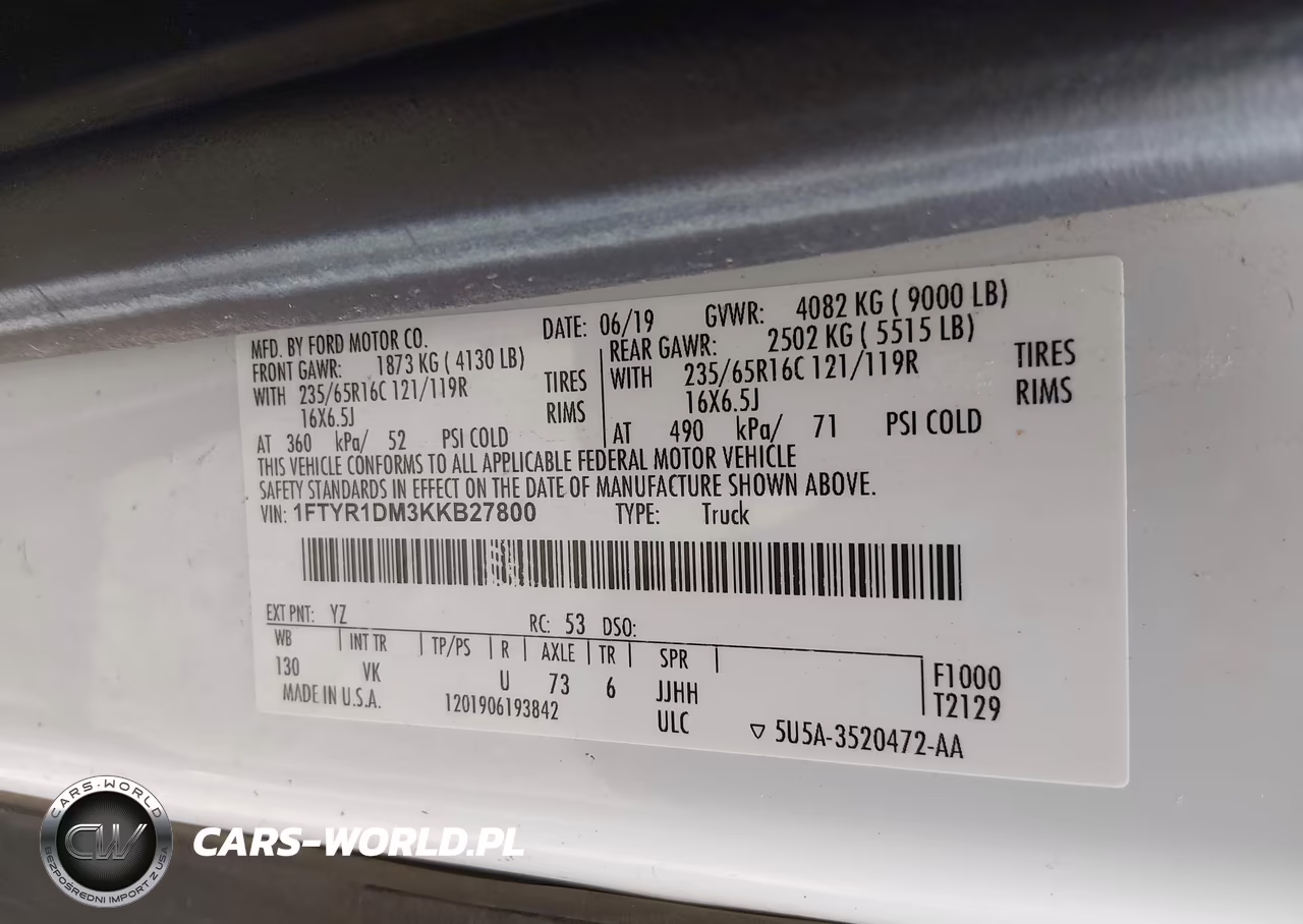 2019 Ford Transit-250 VIN:1FTYR1DM3KKB27800 - 9