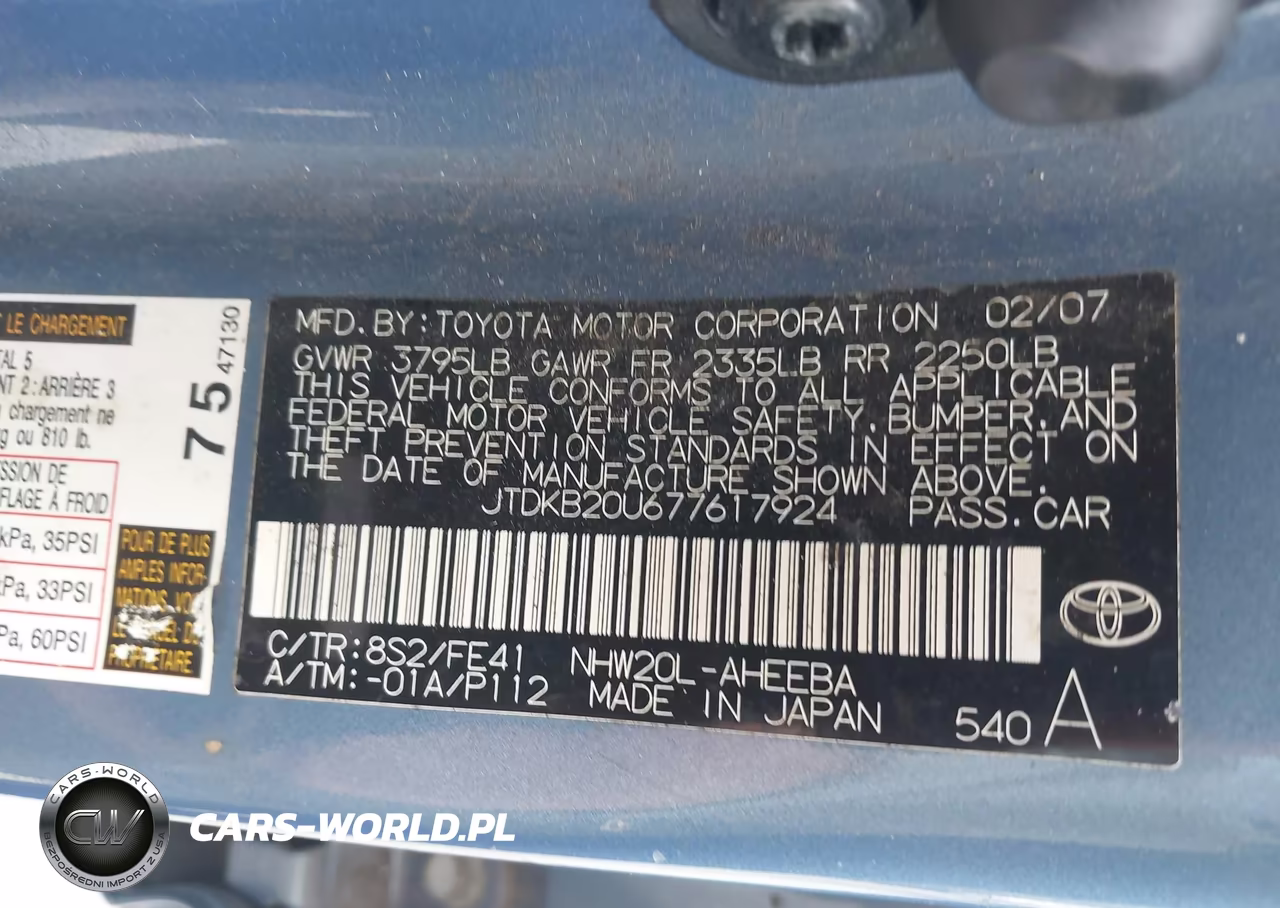 2007 Toyota Prius VIN:JTDKB20U677617924 - 9