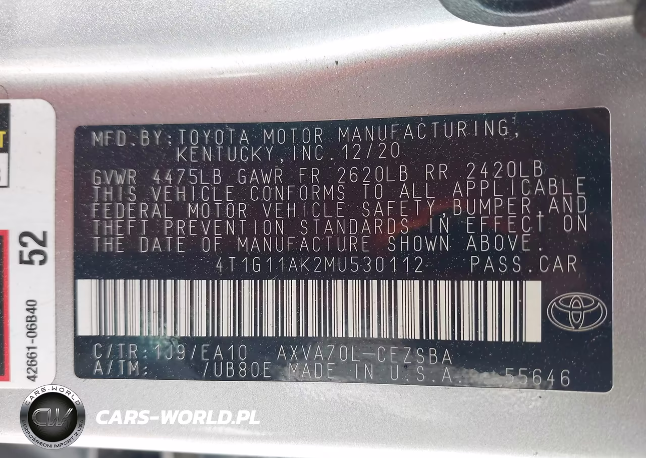 2021 Toyota Camry Se VIN:4T1G11AK2MU530112 - 9