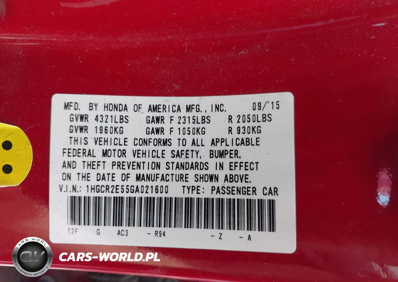 2016 Honda Accord Sport VIN:1HGCR2E55GA021600 - 9