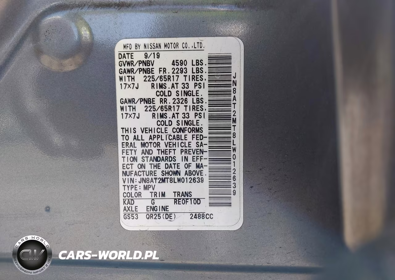2020 Nissan Rogue S Fwd VIN:JN8AT2MT8LW012639 - 9