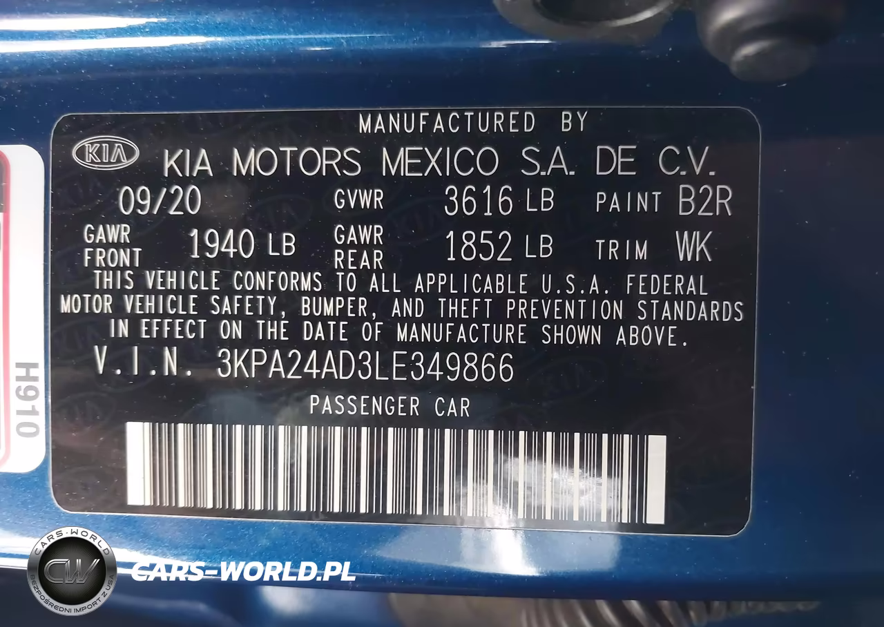 2020 Kia Rio S VIN:3KPA24AD3LE349866 - 9