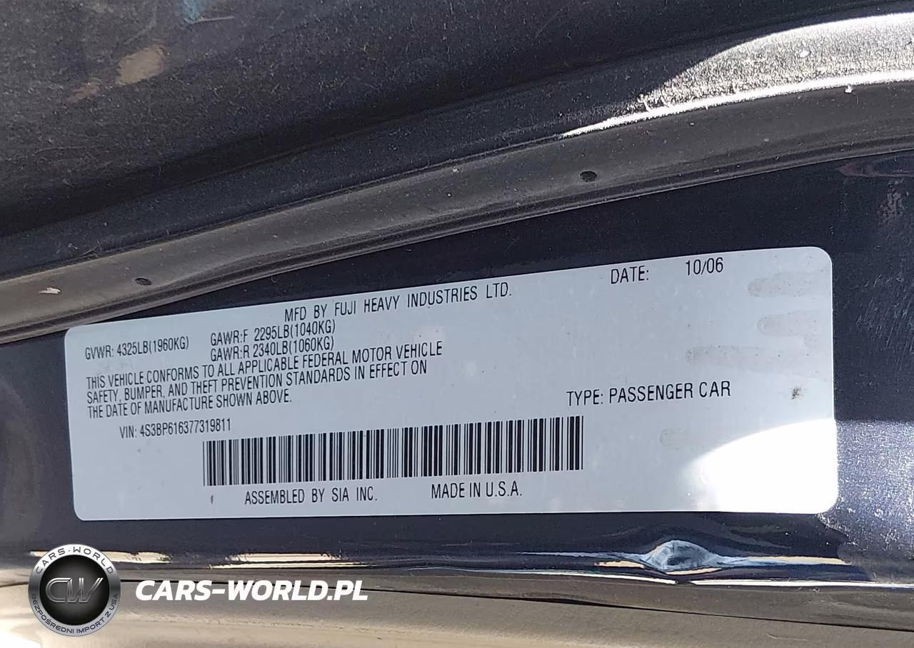 2007 Subaru Legacy 2.5I VIN:4S3BP616377319811 - 9