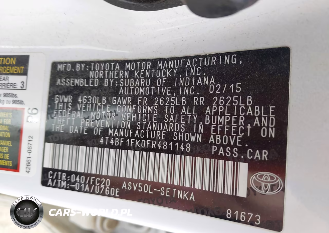 2015 Toyota Camry Le VIN:4T4BF1FK0FR481148 - 9