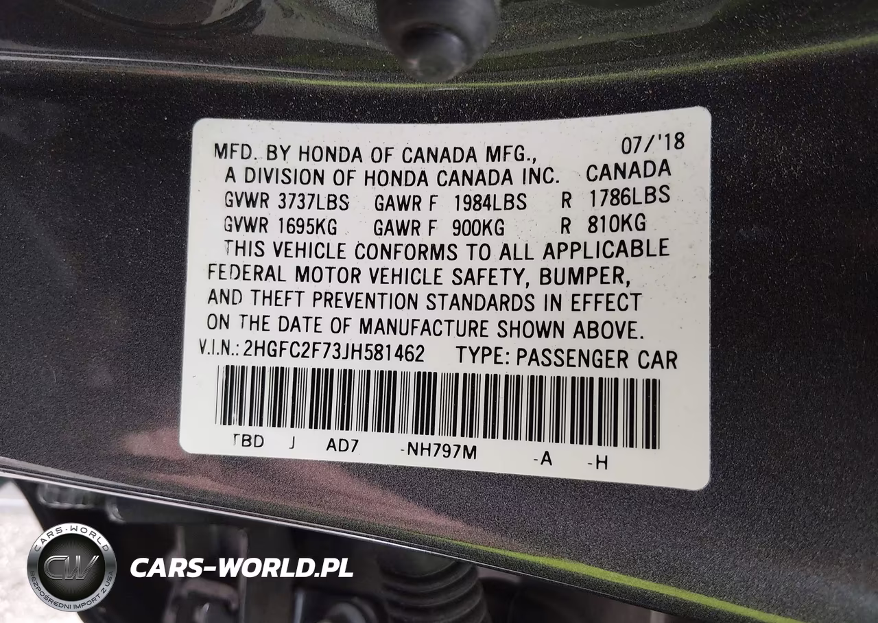 2018 Honda Civic Ex VIN:2HGFC2F73JH581462 - 9